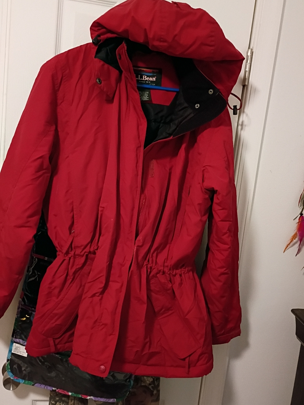L.L. Bean Women's Red Hooded Puffer Coat